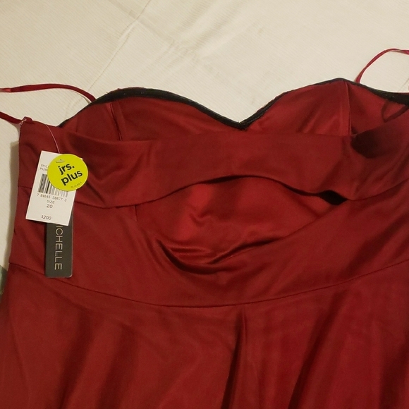 Jrs Plus Burgundy Strapless Gown with Crystal Accents Size20 - Picture 3 of 5